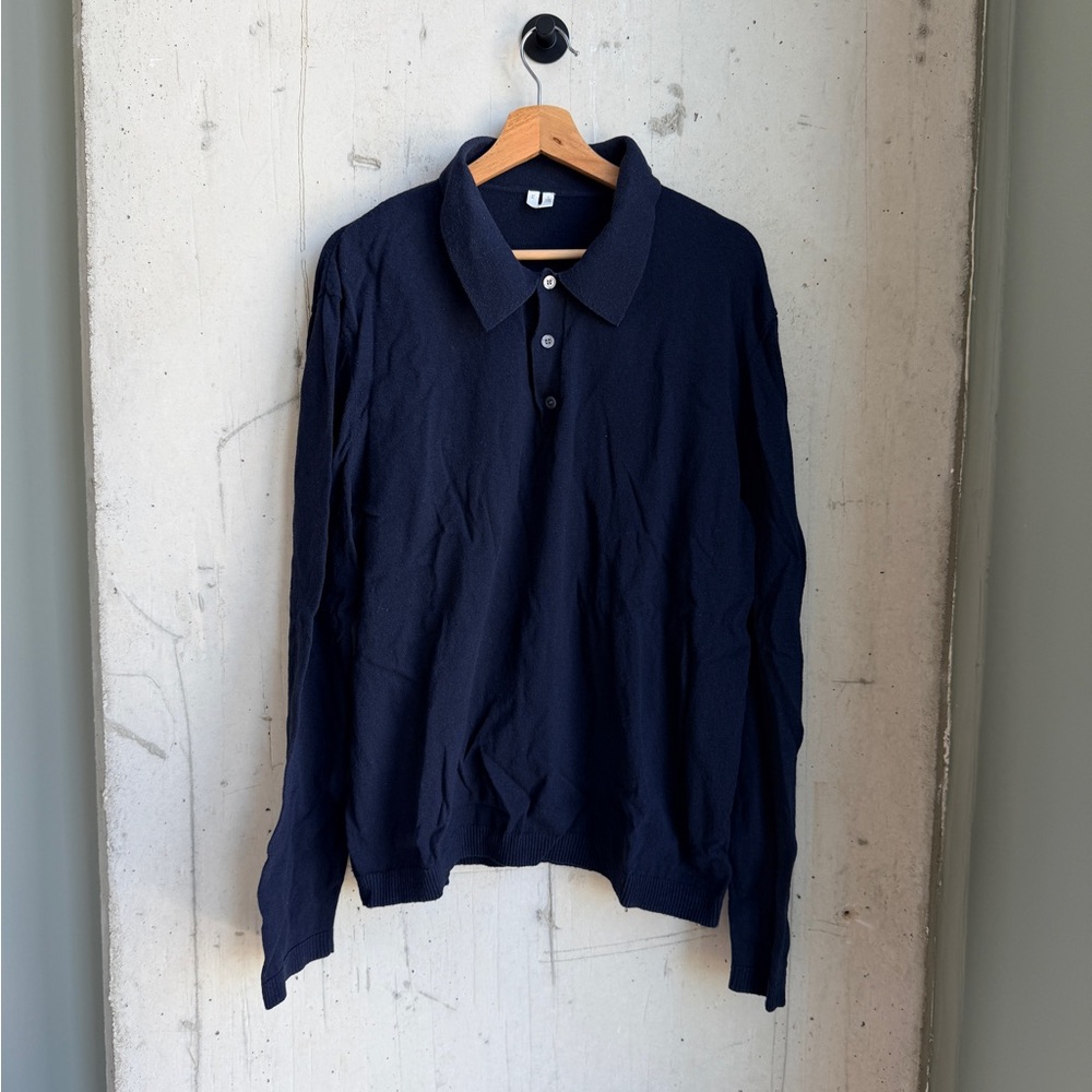 Arket Long Sleeve Polo Navy